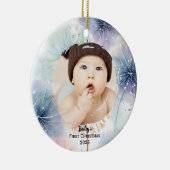 Baby's eerste kerstfoto paardenbloem, keramisch ornament (Rechts)