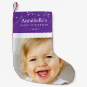 Baby's eerste kerstfoto Paars Kleine Kerstsok (Voorkant)