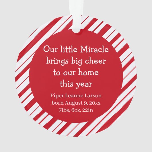 Baby's Eerste Kerstfoto Pepermunt Nieuwe Ouder Ornament (achterkant)