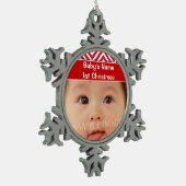 Baby's eerste kerstfoto personaliseren tin sneeuwvlok ornament (Links)