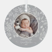 Baby's eerste kerstfoto Pewter Glas Ornament (Achterkant)