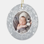Baby's eerste kerstfoto Pewter Keramisch Ornament (Links)