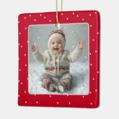 Baby's Eerste Kerstfoto Polka Dot Nieuwe Ouder Keramisch Ornament (Links)