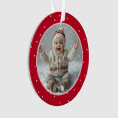 Baby's Eerste Kerstfoto Polka Dot Nieuwe Ouder Ornament (voorkant)