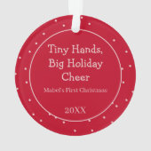 Baby's Eerste Kerstfoto Polka Dot Nieuwe Ouder Ornament (achterkant)