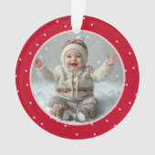 Baby's Eerste Kerstfoto Polka Dot Nieuwe Ouder Ornament (voorkant)