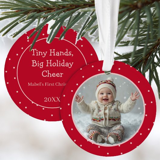 Baby's Eerste Kerstfoto Polka Dot Nieuwe Ouder Ornament