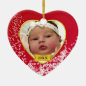 Baby's eerste kerstfoto Red Keramisch Ornament (Voorkant)