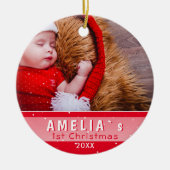Baby's eerste kerstfoto Red Keramisch Ornament (Voorkant)