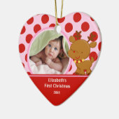 Baby's eerste kerstfoto Reindeer Keramisch Ornament (Links)