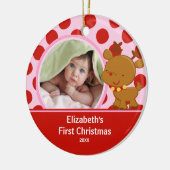 Baby's eerste kerstfoto Reindeer Keramisch Ornament (Links)
