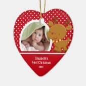 Baby's eerste kerstfoto Reindeer Keramisch Ornament (Links)