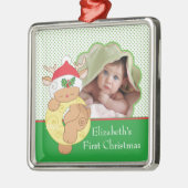 Baby's eerste kerstfoto Reindeer Metalen Ornament (Links)