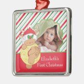 Baby's eerste kerstfoto Reindeer Metalen Ornament (Links)