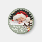 Baby's eerste kerstfoto rendiermagneet magneet (Voorkant)
