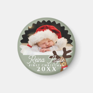 Baby's eerste kerstfoto rendiermagneet magneet