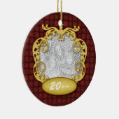 Baby's eerste kerstfoto Rode Aangepaste foto Keramisch Ornament (Rechts)