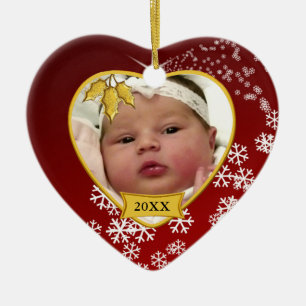 Baby's eerste kerstfoto Rode Foto Keramisch Ornament