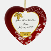 Baby's eerste kerstfoto Rode Foto Keramisch Ornament (Achterkant)