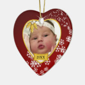 Baby's eerste kerstfoto Rode Foto Keramisch Ornament (Links)