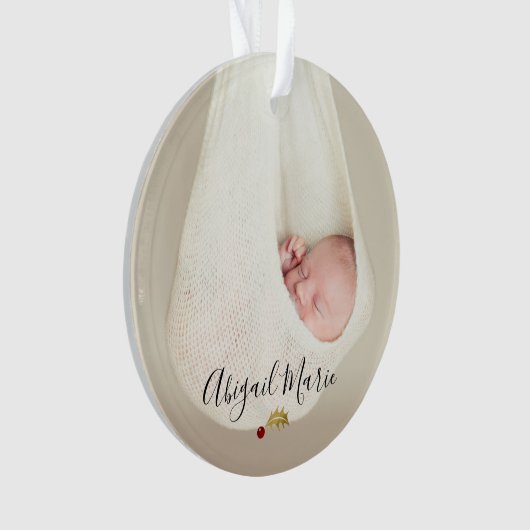 Baby's eerste kerstfoto Rood & Gold Holly Ornament (voorkant)