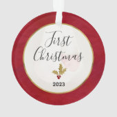 Baby's eerste kerstfoto Rood & Gold Holly Ornament (achterkant)