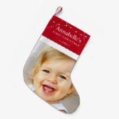 Baby's eerste kerstfoto Rood Kleine Kerstsok (Voorkant (Hangend))