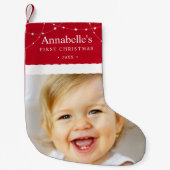 Baby's eerste kerstfoto Rood Kleine Kerstsok (Voorkant)