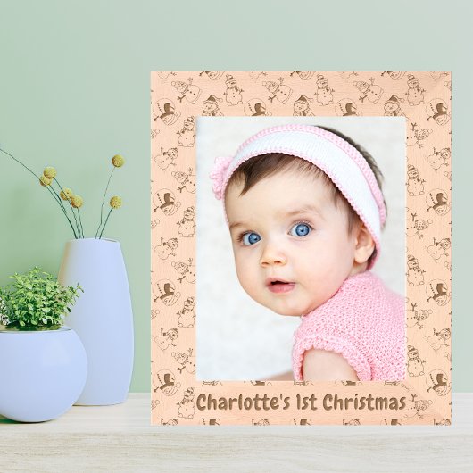Baby's eerste kerstfoto | Schattige sneeuwmanpatro Gegraveerde Lijstjes