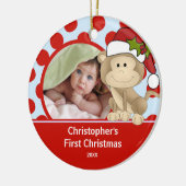 Baby's eerste kerstfoto-sieraap keramisch ornament (Links)