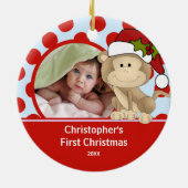 Baby's eerste kerstfoto-sieraap keramisch ornament (Achterkant)