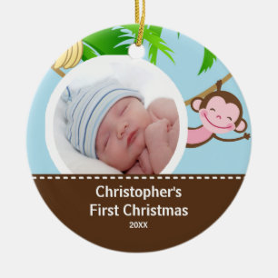 Baby's eerste kerstfoto-sieraap keramisch ornament
