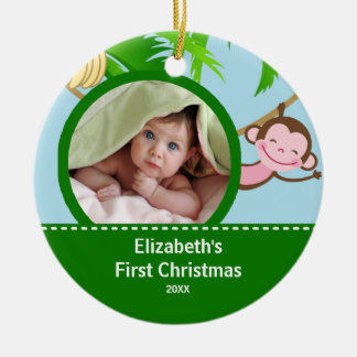 Baby's eerste kerstfoto-sieraap keramisch ornament