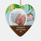 Baby's eerste kerstfoto-sieraap keramisch ornament (Rechts)