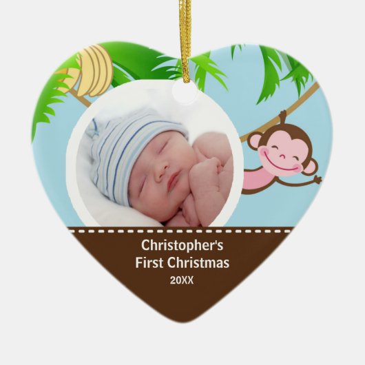 Baby's eerste kerstfoto-sieraap keramisch ornament (Voorkant)