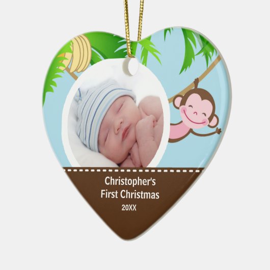 Baby's eerste kerstfoto-sieraap keramisch ornament (Links)