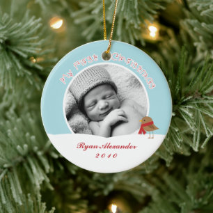 Baby's eerste kerstfoto-sieraden keramisch ornament