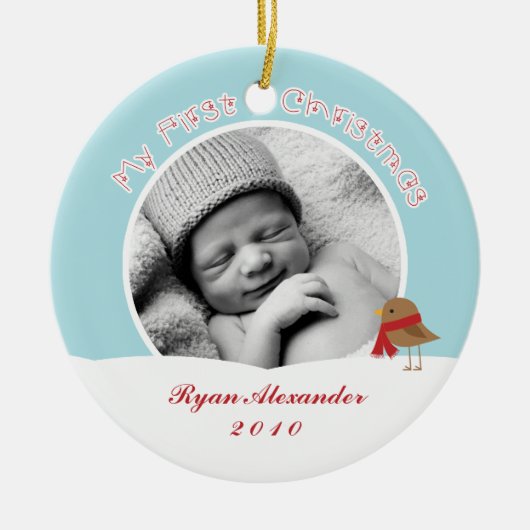 Baby's eerste kerstfoto-sieraden keramisch ornament (Voorkant)