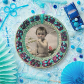 BABY'S EERSTE KERSTFOTO SJABLOON BLAUW PAPIEREN BORDJE (Feest)