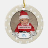Baby's eerste kerstfoto Sneeuwvlok Ornament (Voorkant)