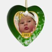 Baby's eerste kerstfoto Snowflake Keramisch Ornament (Rechts)