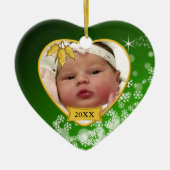 Baby's eerste kerstfoto Snowflake Keramisch Ornament (Voorkant)