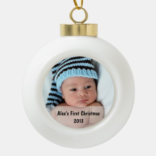 Baby's eerste kerstfoto Snowflake Ornament (Voorkant)