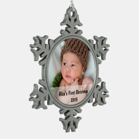 Baby's eerste kerstfoto Snowflake Ornament (Links)