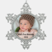 Baby's eerste kerstfoto Snowflake Ornament (Voorkant)