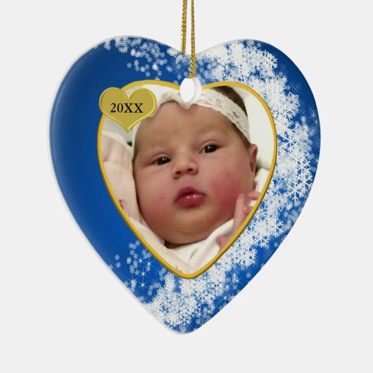 Baby's eerste kerstfoto speciaal aangepast keramisch ornament (Rechts)