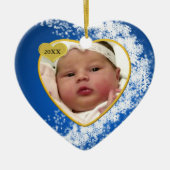 Baby's eerste kerstfoto speciaal aangepast keramisch ornament (Voorkant)