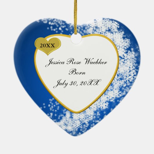 Baby's eerste kerstfoto speciaal aangepast keramisch ornament (Achterkant)