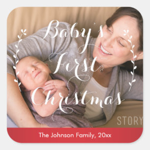 Baby's Eerste Kerstfoto Stickers Plein