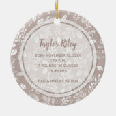 Baby's eerste kerstfoto Taupe Keramisch Ornament (Achterkant)